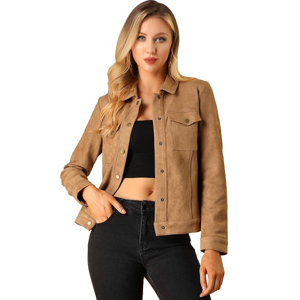 Allegra K Memungkinkan Jaket Suede Faux Amazon.com