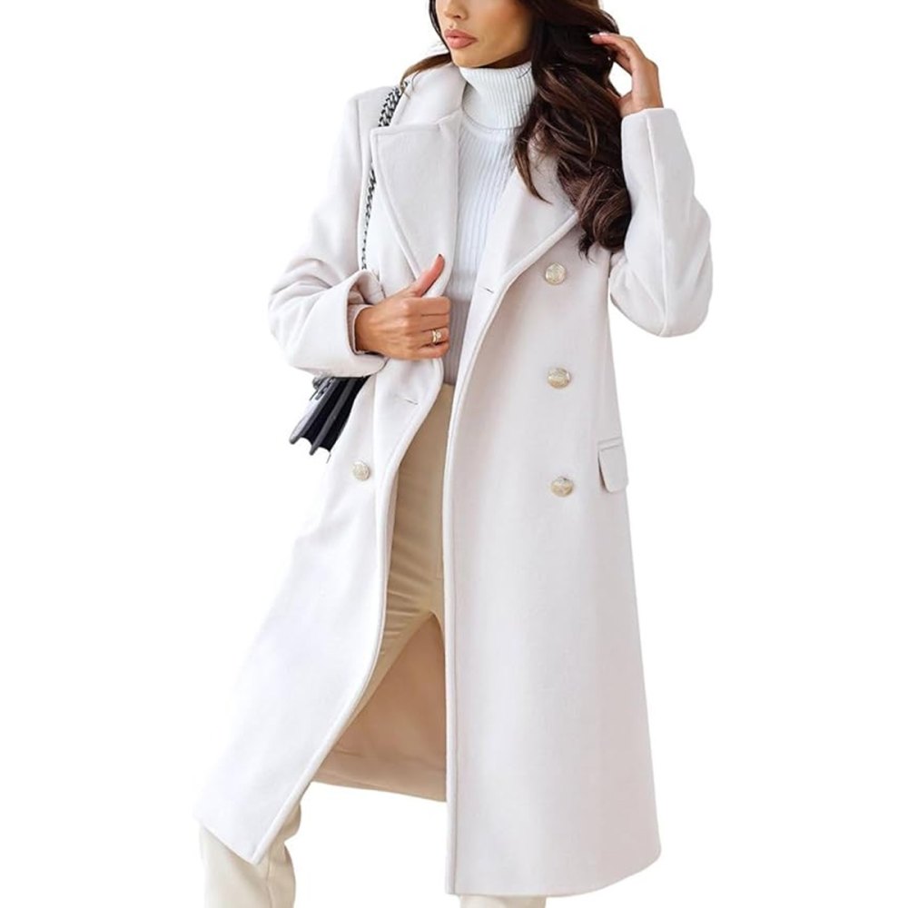 Chartou Double-Breasted Wool Blend Long Trench Coat Amazon