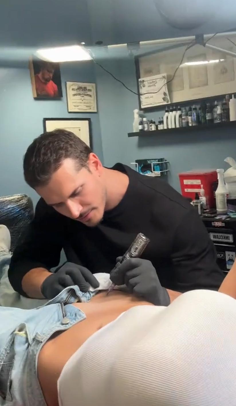 DWTS Brooks Nader lets Pro Gleb give Savchenko her pelvic tattoo Oops