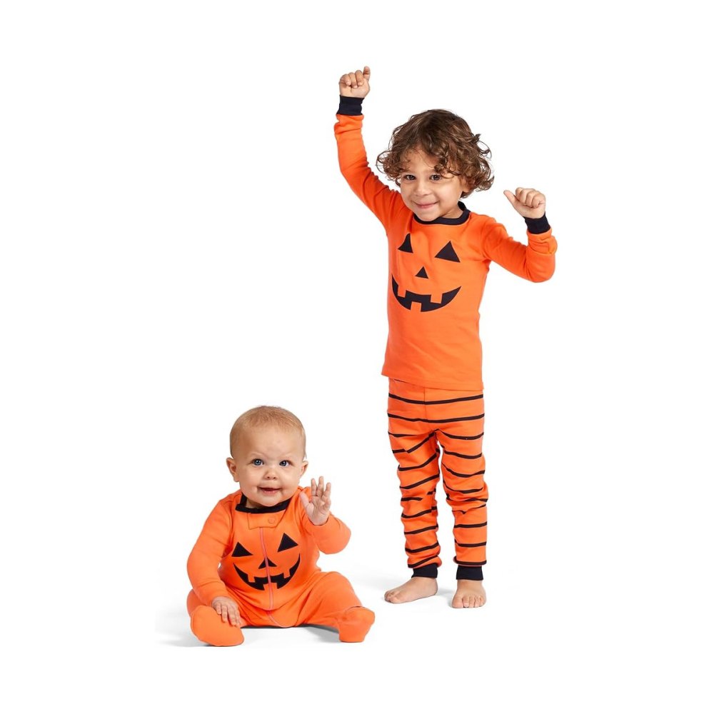 Área para bebês e crianças pequenas, pijama de abóbora de Halloween