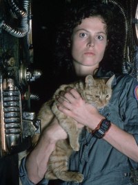 Sigourney Weaver holds a cat in Alien.
