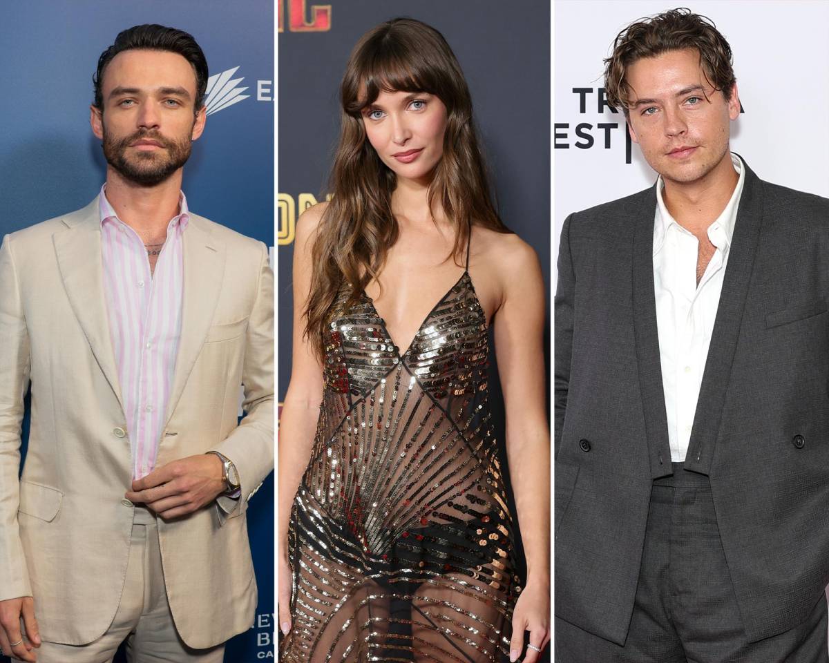 A split image of Thomas Doherty, Ari Fournier and Cole Sprouse.