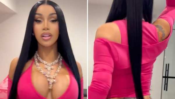 Cardi B Rocks Lace-Up Jeans Showing Off Her Bare Butt