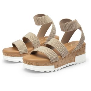 Athlefit Women's Platform Wedge Sandals Summer Open Toe Elastic