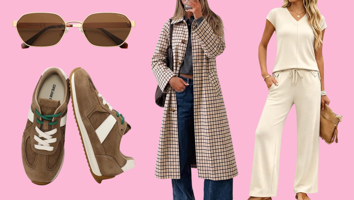 Sunglasses, shoes, trench coat and matching set