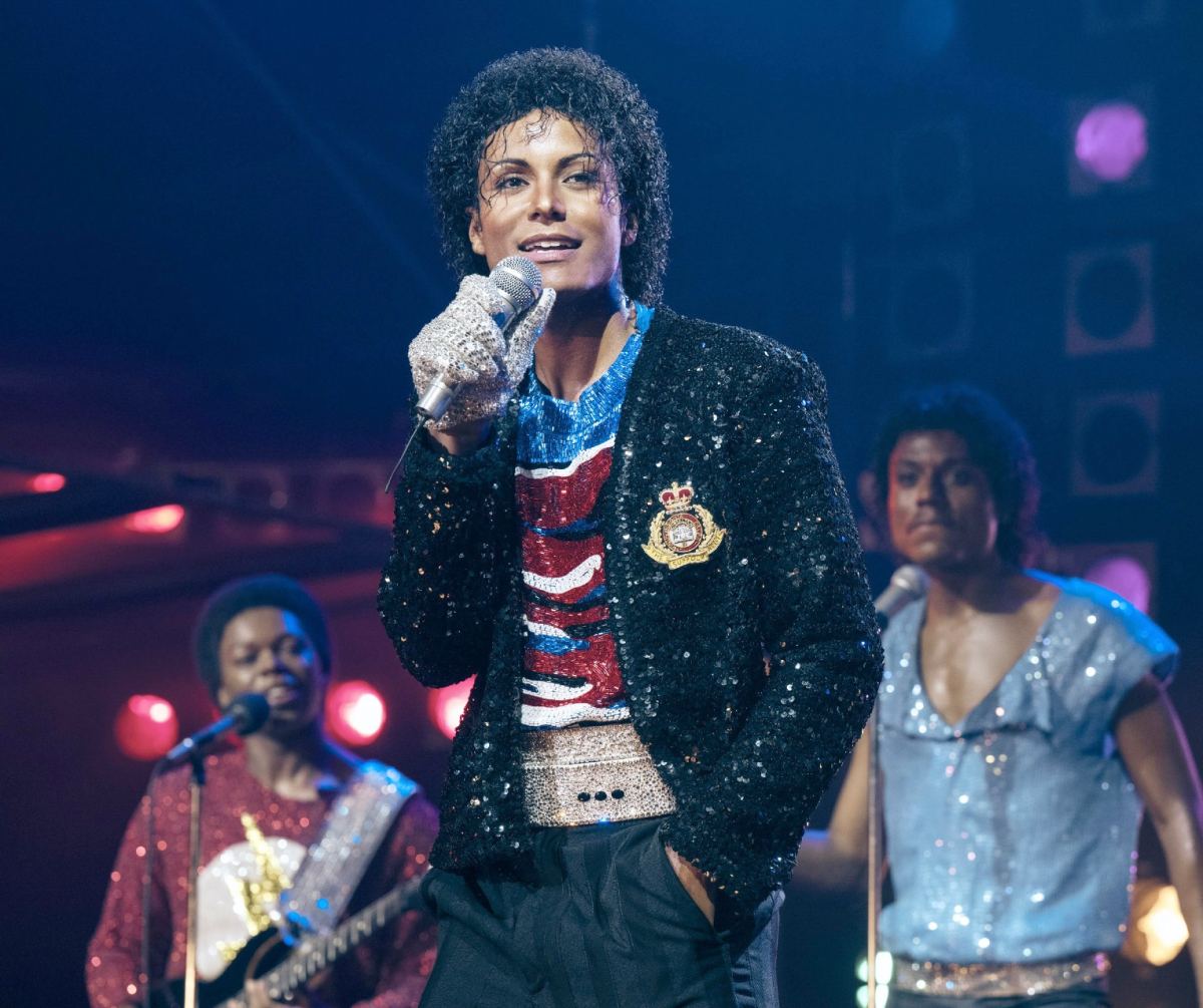 Rhyan Hill as Tito Jackson, Jaafar Jackson as Michael Jackson, Tre' Horton as Marlon Jackson in Michael