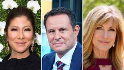 A split image of Julie Chen Moonves, Brian Kilmeade and Leeza Gibbons.