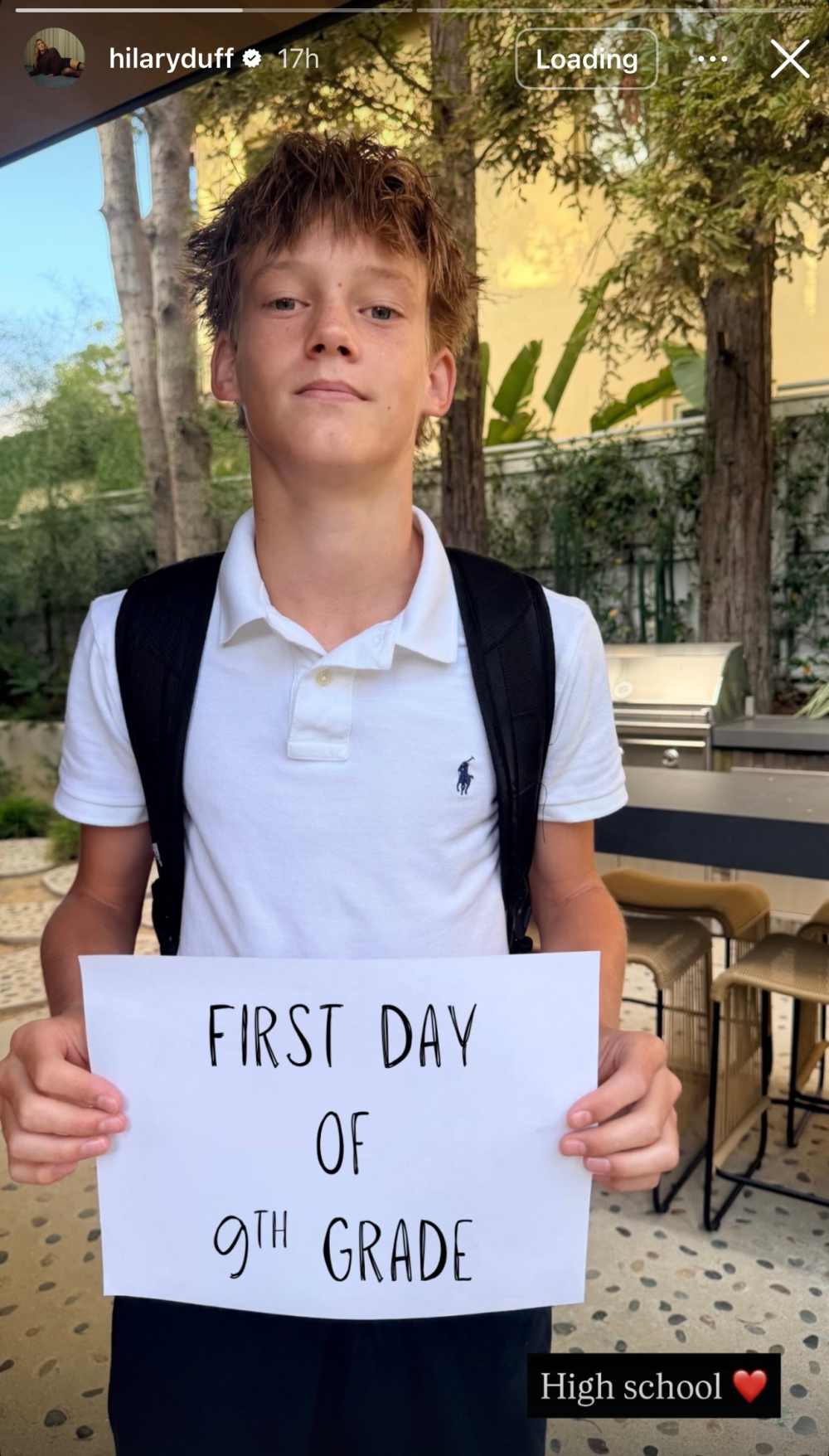 Hilary Duff, Ex Mike Comrie's Son Luca Starts High School