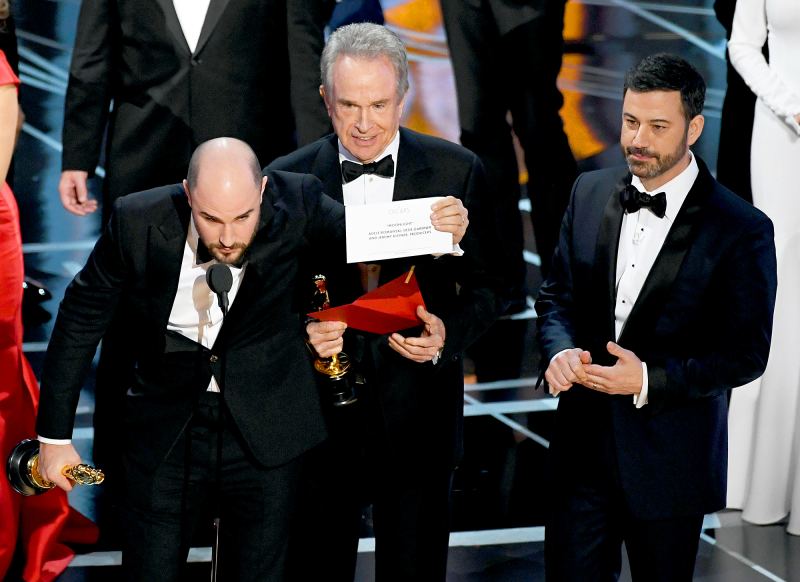 Jordan Horowitz, Warren Beatty and Jimmy Kimmel