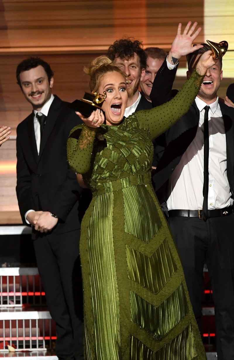 Adele Breaks Her Grammy In Half Shares It With Beyonce Us Weekly