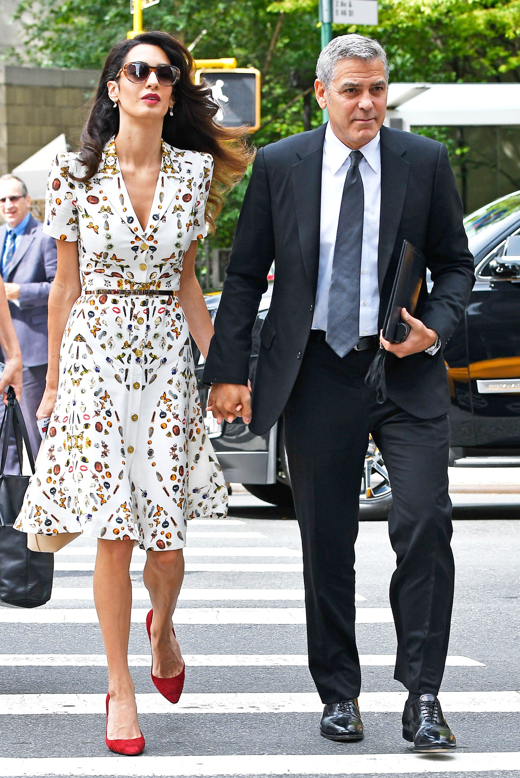 Amal Clooney Wears Whimsical ButtonDown Dress Street Style Photo Us