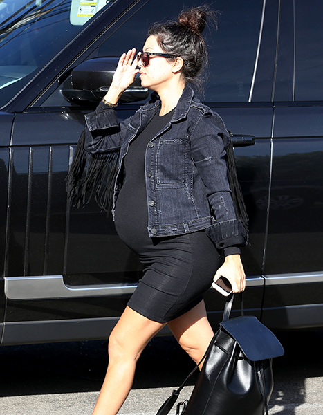 Kourtney Kardashian Bares Her Baby Bump, Legs in Short Tight Dress