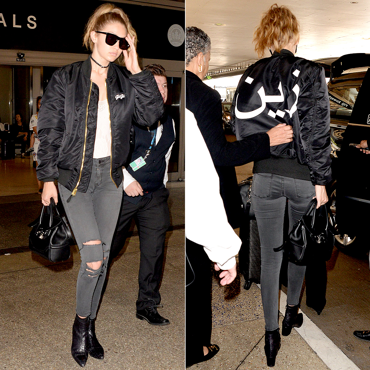 Gigi Hadid Wears A Bomber Jacket With Zayn Maliks Name