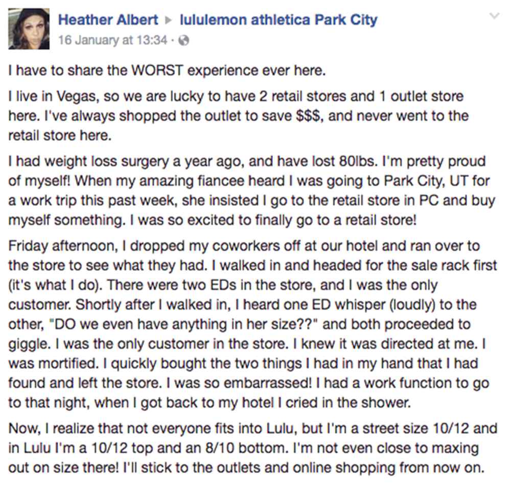 Woman Claims She Was Body-Shamed by Lululemon Employees