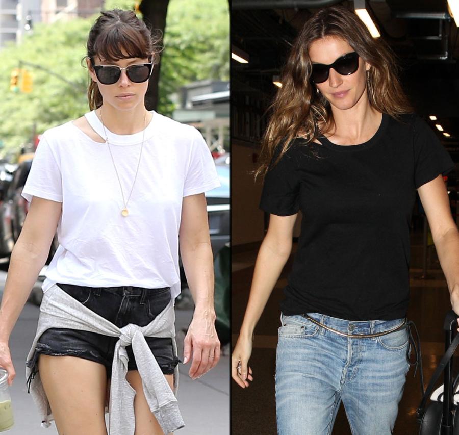 Wilde thing! Olivia spices up her simple outfit by wearing a black bra under  her sheer white T-shirt