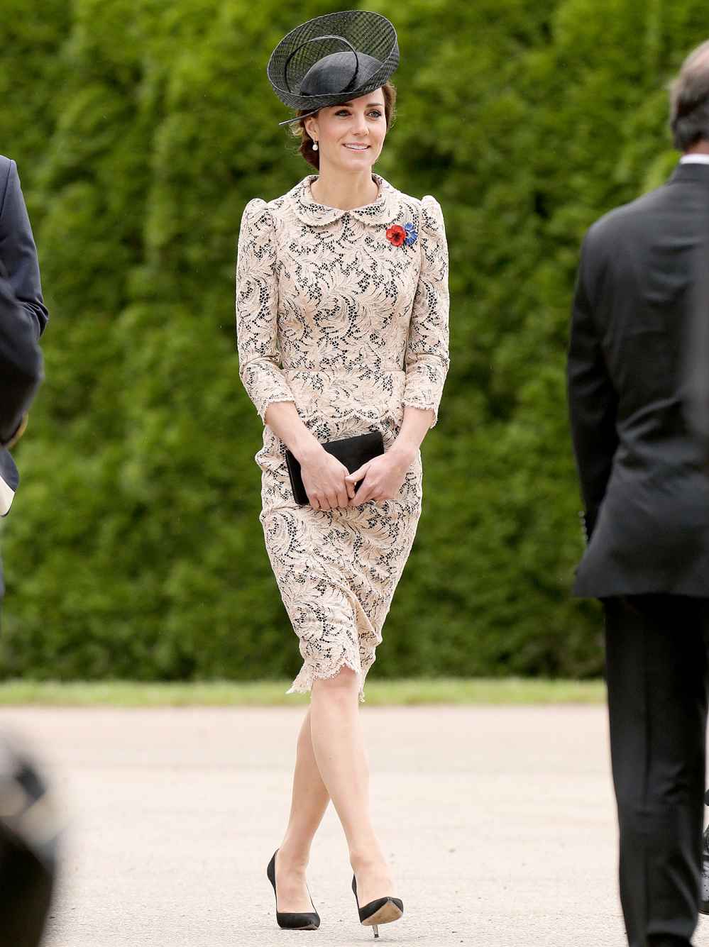 Kate Middleton Opts for Cream Lace Peplum Dress for Commemorative Service