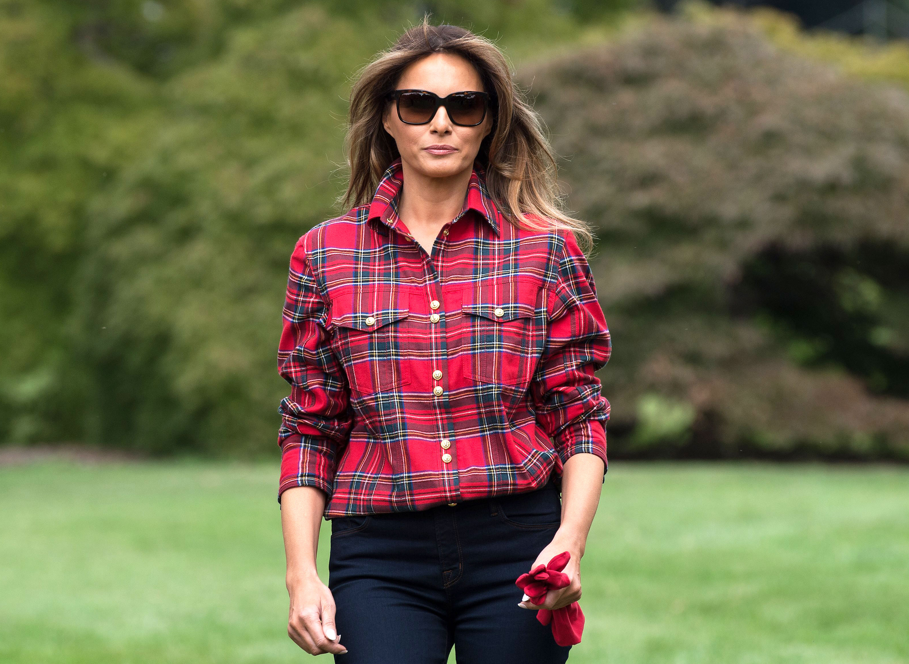 Melania Trump Gardens Wearing $1,380 Balmain Shirt | UsWeekly