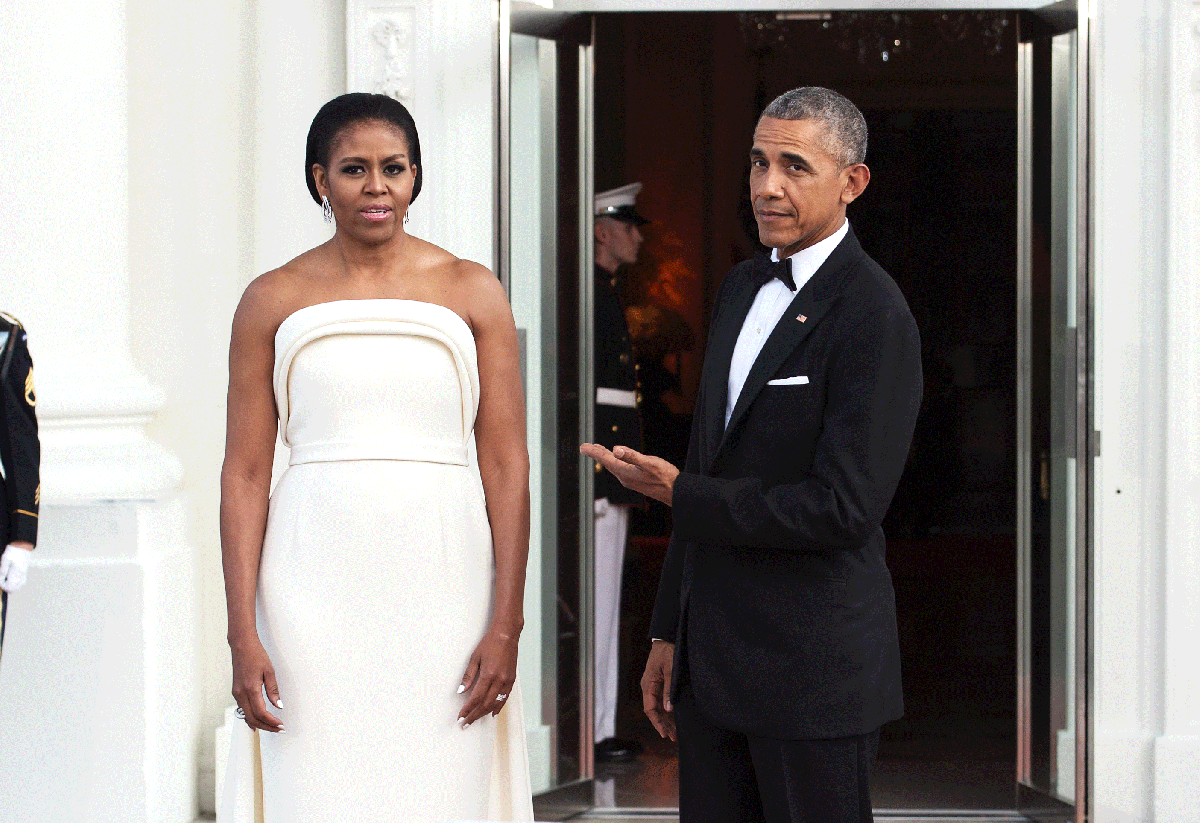 Michelle Obama Stuns in Cream Column Dress at State Dinner: Photos | Us ...
