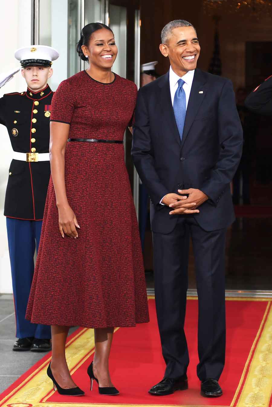 Michelle Obama's Burgundy Coat, Dress for Inauguration | Us Weekly