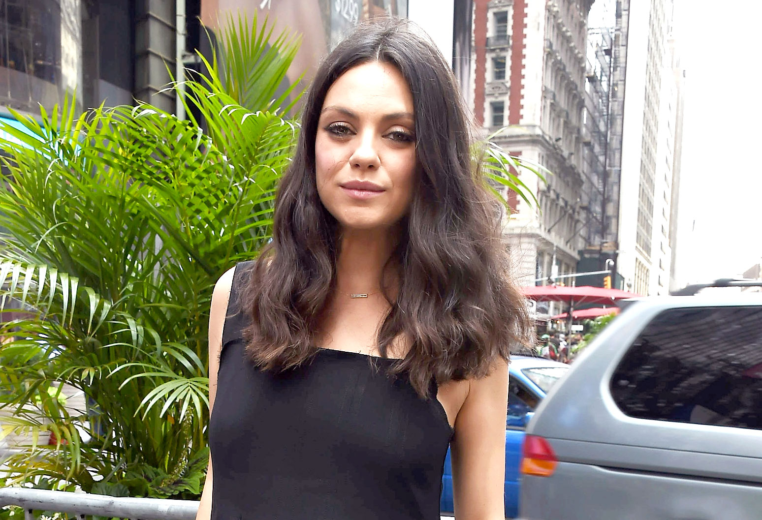 Pregnant Mila Kunis Tries the Maternity Overalls Trend