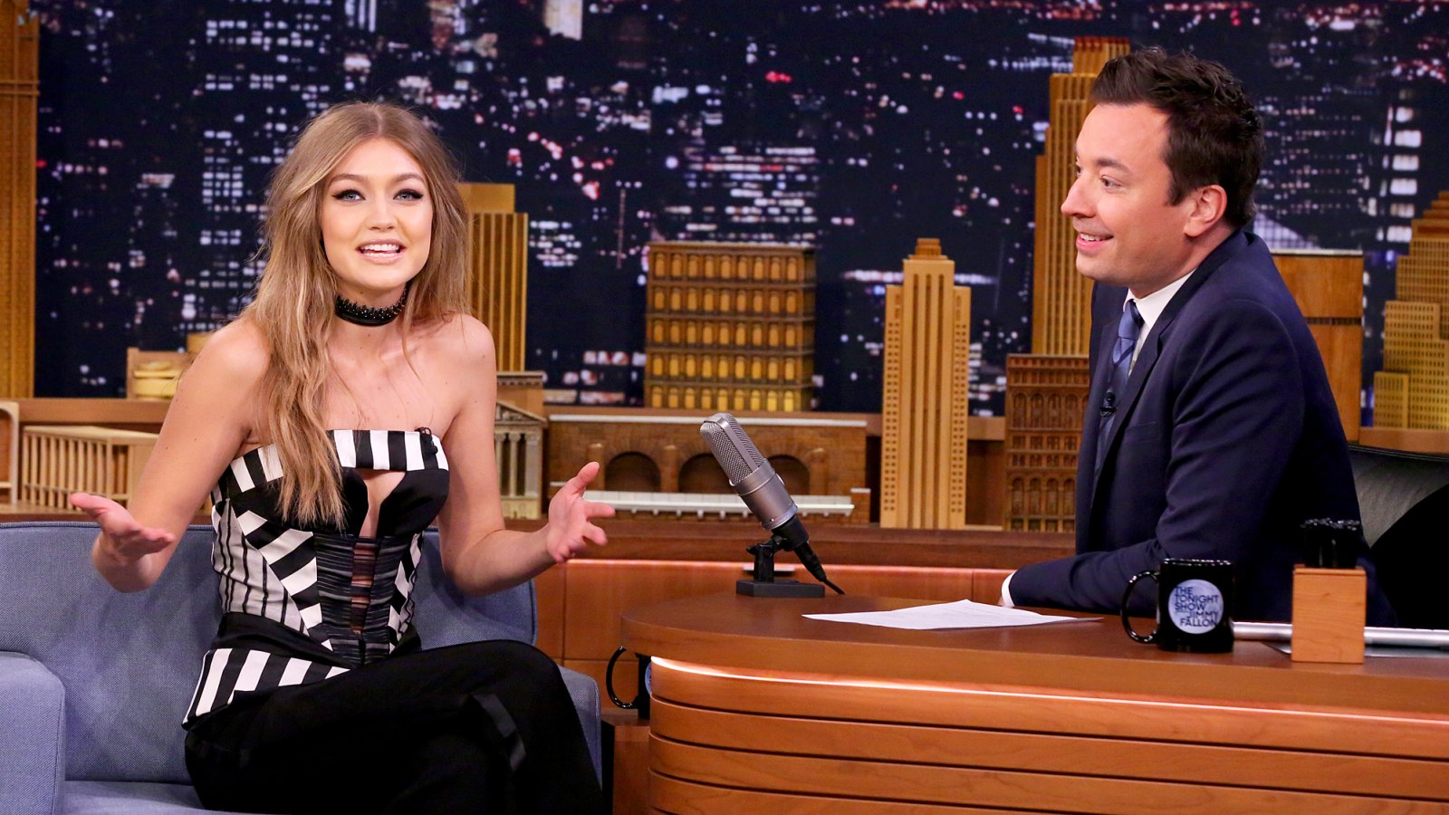 Gigi Hadid and Jimmy Fallon Eat Burgers on the Tonight Show
