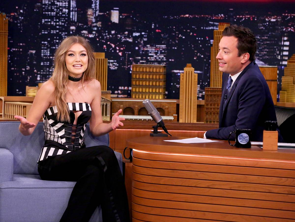 Gigi Hadid Downs a Cheeseburger With Jimmy Fallon, Gets Intensely